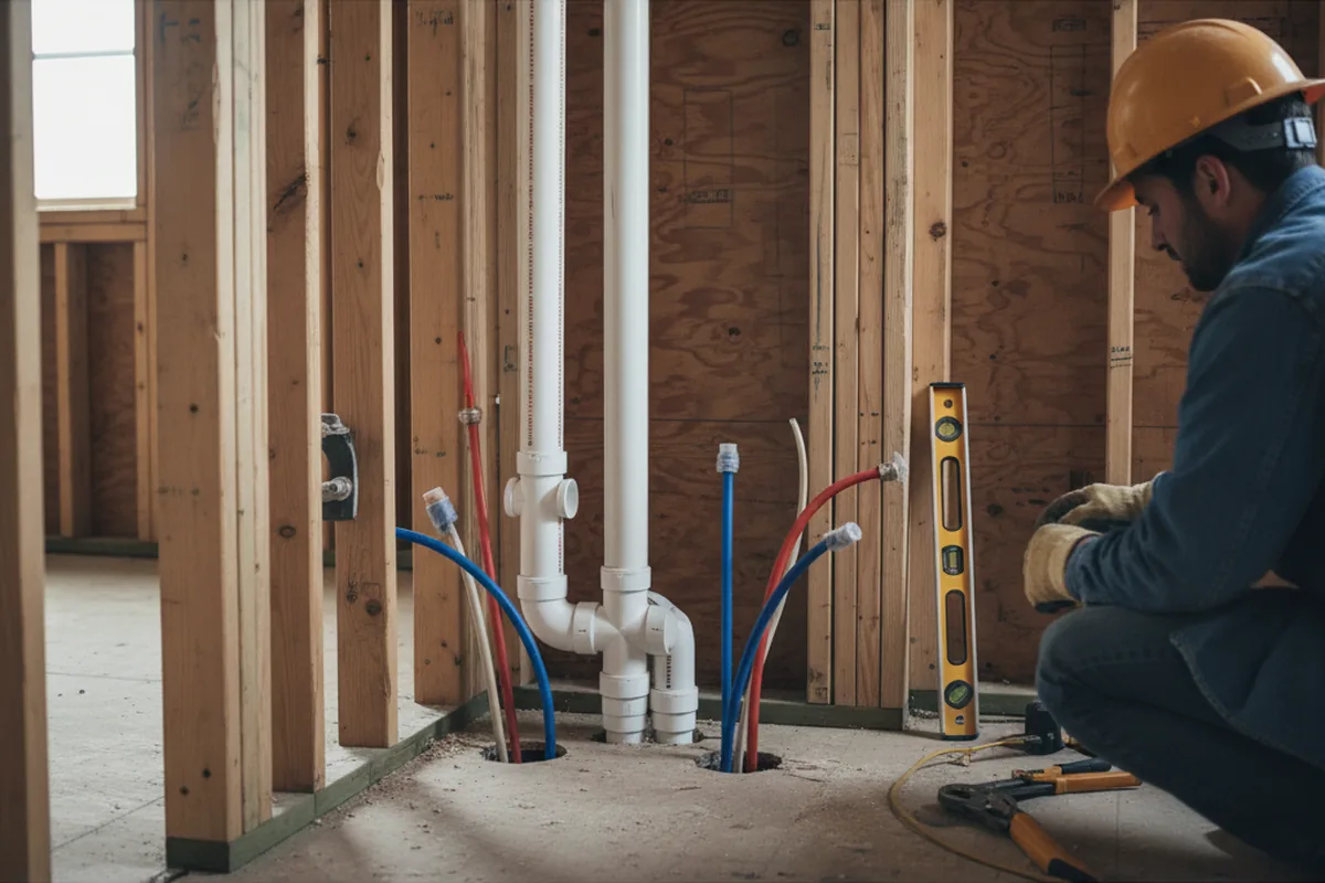 Drain and supply rough-in during Garbage Disposal Repair in Elmore City